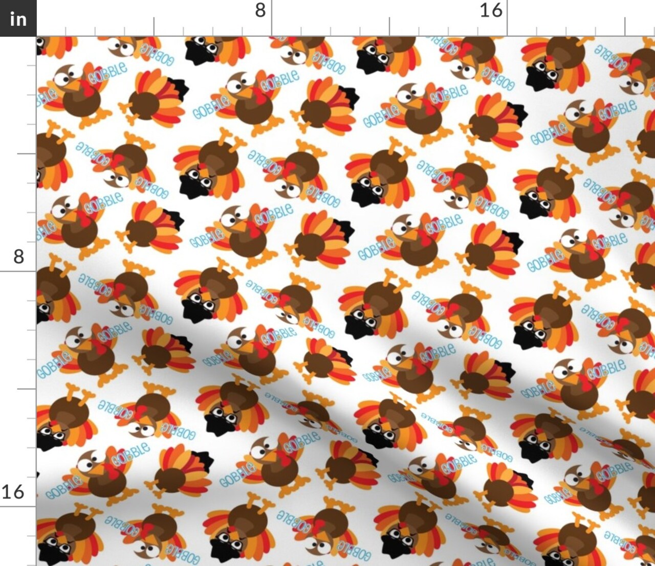 Thanksgiving Funny Turkey Face Christmas Food Kids Custom Printed Fabric by Spoonflower Various Fabrics by the Yard or Fat Quarter 4788093